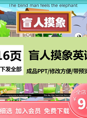 寓言故事盲人摸象英语PPT课件