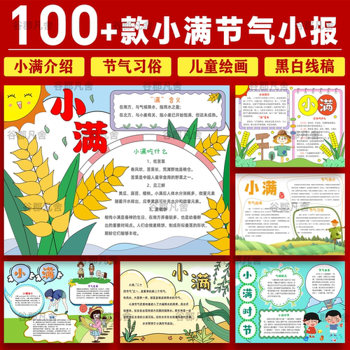 小满手抄报模板24二十四节气传统节日文化宣传介绍word电子版a3a4