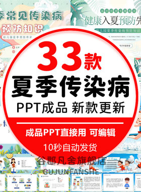 小学生预防夏季传染病ppt模板幼儿园手足口病水痘ppt科普班会课件