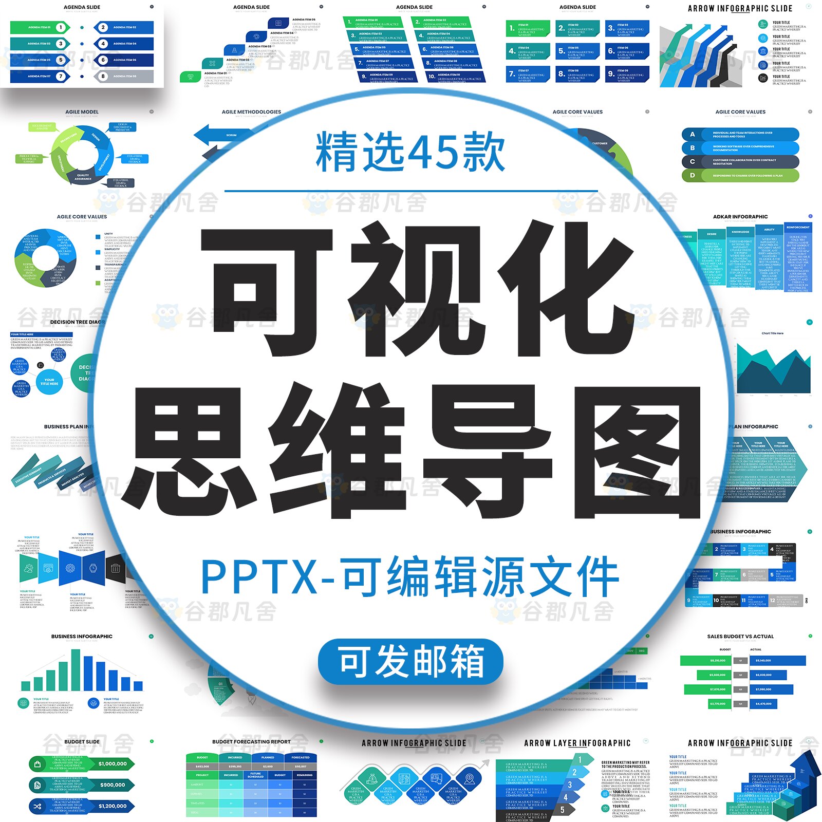 ppt模板图表数据流程图时间轴表格分析图创意可视化思维导图模版图片
