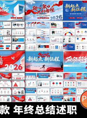 2026年红色励志简约大气风商务年终工作总结述职报告动态ppt模板