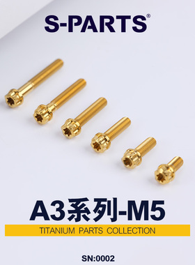 S-PARTS钛合金螺丝A3标准头M5*6/90金钛黑蓝绿摩托车汽车螺栓斯坦