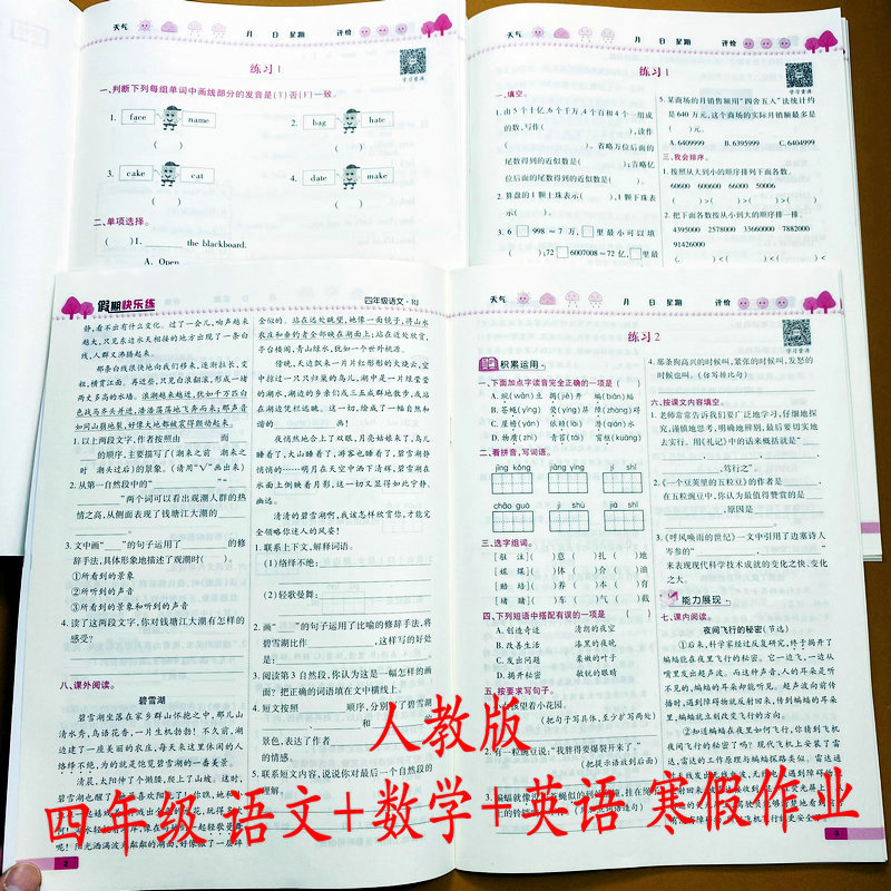 寒假作业四年级上册语文数学英语