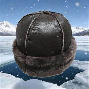冬季羊皮毛一体地主帽男女士真皮毛防寒帽东北加厚护耳蒙古帽子