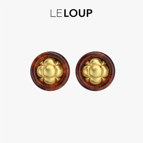 LELOUP雅典娜云朵纽扣耳钉琥珀金色简约经典复古高级耳圈耳饰耳环