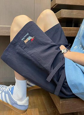 小尼力贴布绣速干短裤男夏季薄款2026新款潮牌休闲跑步运动五分裤