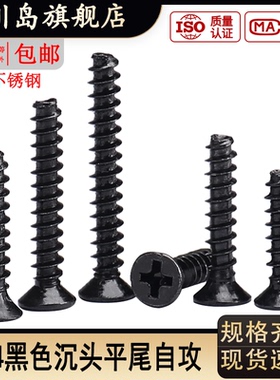 KB黑色不锈钢十字平头平尾自攻螺丝沉头电子小螺丝钉1M2M3M4M5