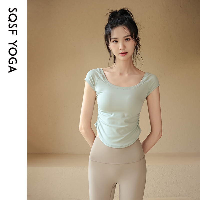 SQSF瑜伽服上衣女紧身速干短袖
