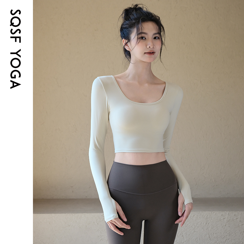 SQSF瑜伽服上衣女带胸垫紧身显瘦