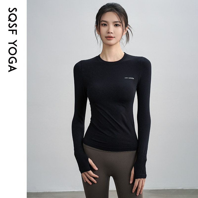 SQSF瑜伽服女春夏款紧身显瘦罗纹