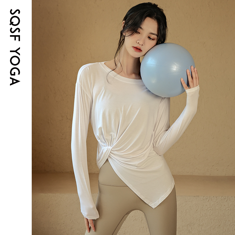 SQSF瑜伽服上衣女秋冬款宽松显瘦运动长袖透气速干跑步训练健身服