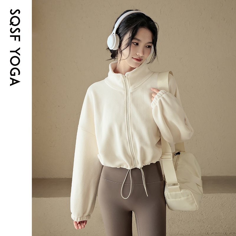 SQSF秋冬新款加绒保暖瑜伽外套女