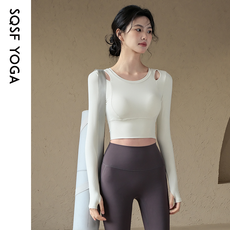 SQSF紧身显瘦带胸垫瑜伽服上衣女