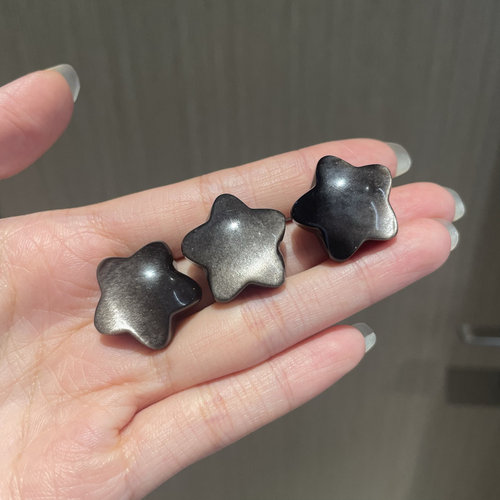 天然银曜石星星通孔挂件手机链女