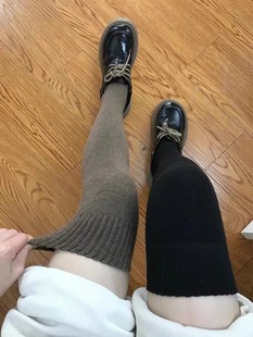 长筒棉袜秋冬天保暖加绒毛圈加厚高筒半截秋裤 大腿过膝袜 女jk韩版