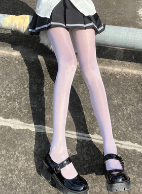 白丝马油袜纯欲风油亮丝袜性感辣妹jk套装搭配少女极光黑色连裤袜