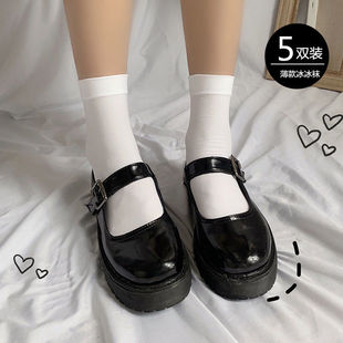 白色短袜jk夏季薄款袜子女中筒丝袜天鹅绒夏天日系百搭女学生长袜