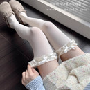白色花边蝴蝶结过膝袜miu风纯欲白丝袜洛丽塔长筒JK长袜学生甜美