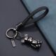 男女简约牛皮钥匙扣 创意手工编织绳汽车钥匙挂件钥匙炼情侣