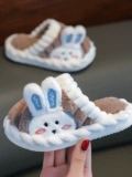 Детские зимние тапочки для мальчиков, милый удерживающий тепло плюшевый детский кролик, семейный стиль