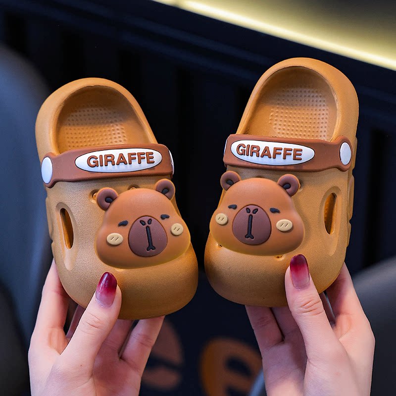 卡皮巴拉宝宝洞洞鞋儿童防滑包头男女童凉拖1-3岁2婴幼儿拖鞋夏季