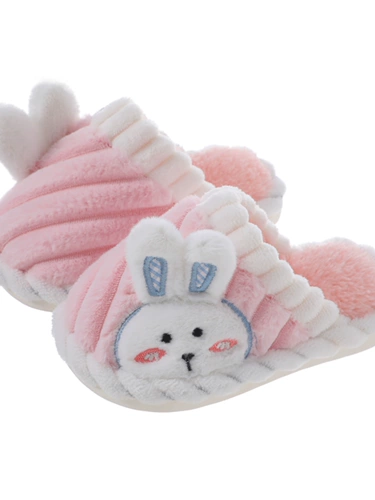 Детские зимние тапочки для мальчиков, милый удерживающий тепло плюшевый детский кролик, семейный стиль