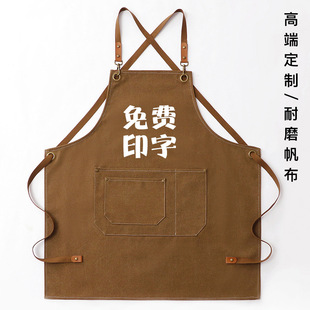 制logo印字做饭厨房家用2025新款 耐磨简约帆布围裙定 女工作服男