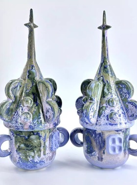 小房子杯dasKopfkino走走岛独立设计师原创手工小房子陶瓷咖啡杯