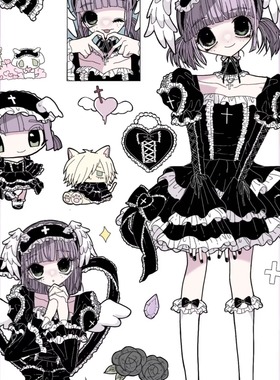 新制天使密猎-日本插画师ISEYA原创亚文化动漫周边oc人物插画贴纸