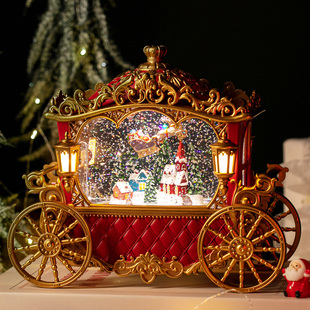 圣诞礼物八音盒马车老人飘雪音乐盒水晶球儿童生日礼物女生礼品