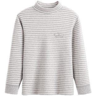 无骨儿童打底衫男童T恤长袖中领纯棉上衣男大童秋衣A类女童半高领