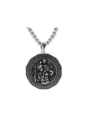 复古风男士项链银色浮雕人物吊坠粗链小众人物吊坠个性潮酷冷淡风