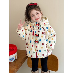 女童冬装巨好看外套夹棉冲锋衣连帽加厚秋冬2025款儿童洋气时女宝