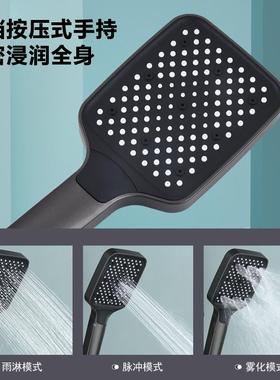 枪灰色淋浴暗装置物架全铜花洒套装机械旋钮家用浴室增压沐浴喷头