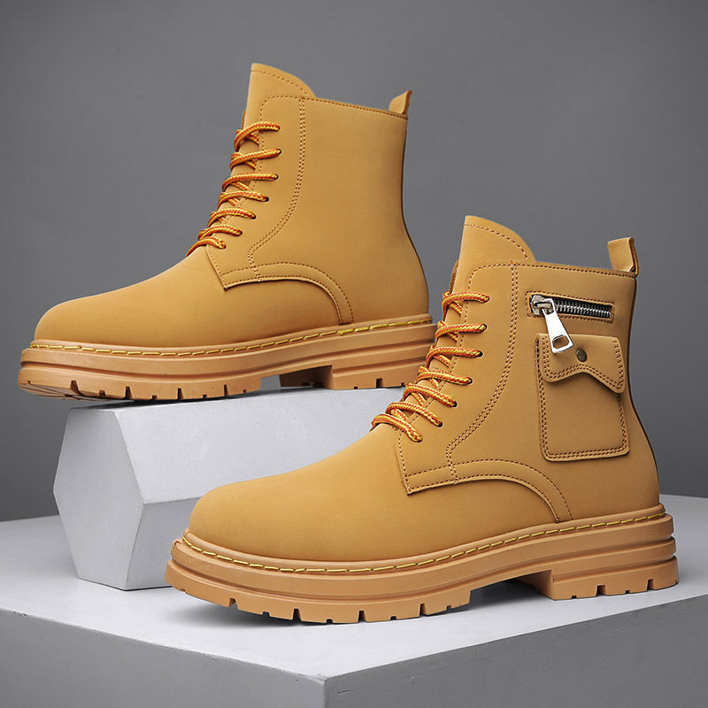 2025时尚大黄靴高帮男鞋新款秋季英伦风运动休闲马丁靴沙漠发潮鞋