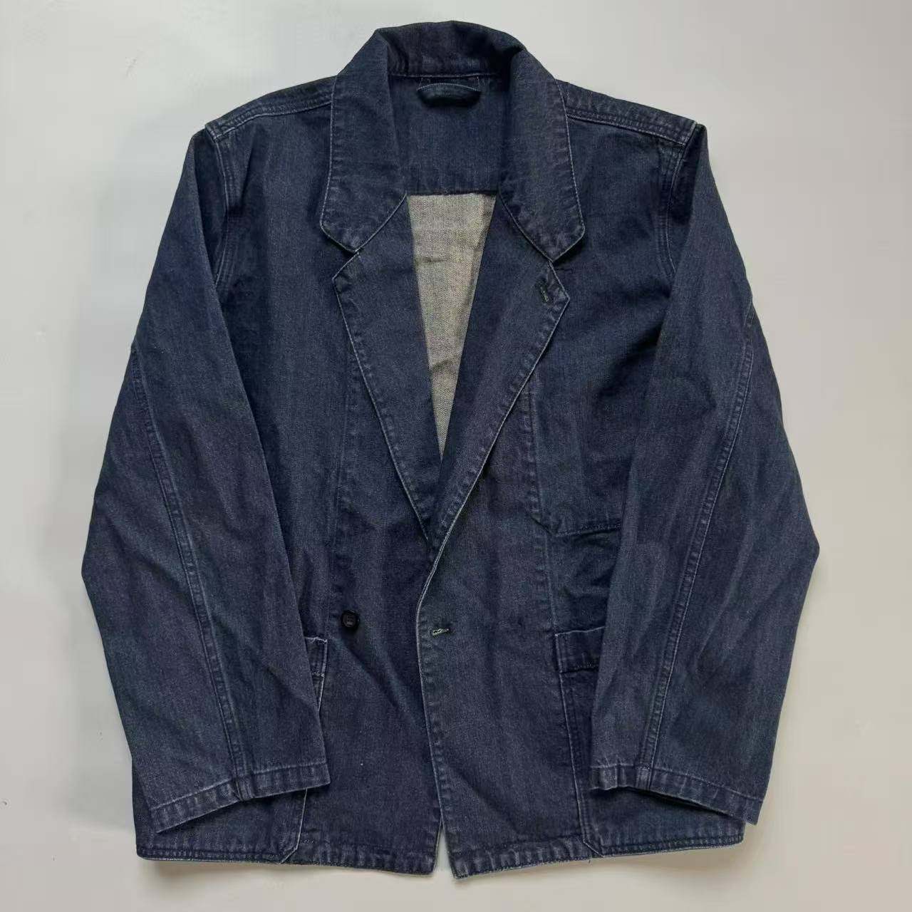 重磅水洗 复古牛仔休闲西装外套男春秋宽松单排扣便服单西深蓝色,男装,休闲西服,淘宝优惠券,粉丝福利购,淘宝优惠卷