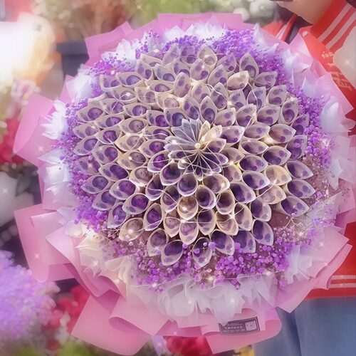 520情人节钞票现金有钱花DIY满天星花束制作材料包送妈妈母亲