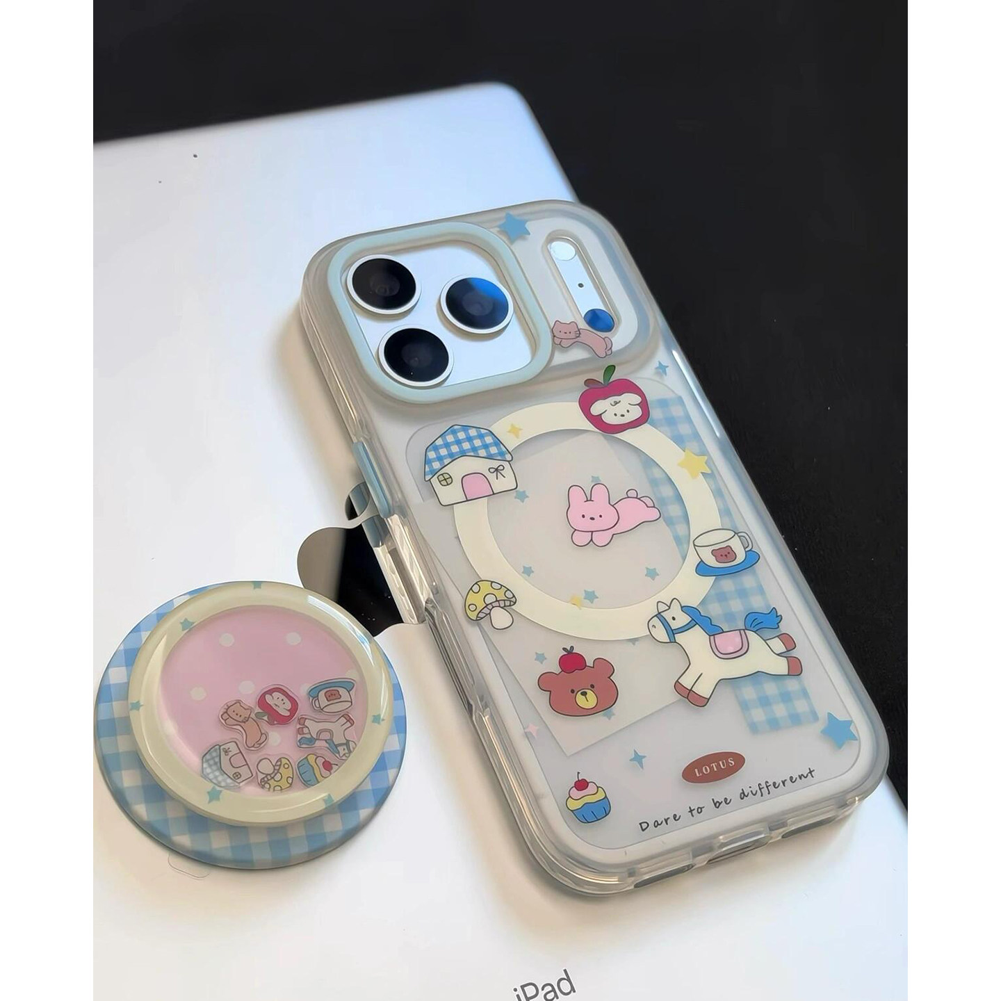 韩风可爱小马摇摇乐磁吸支架适用苹果18promax手机壳iPhone17女新款16卡通15小众创意17Pro防摔16pro保护套男