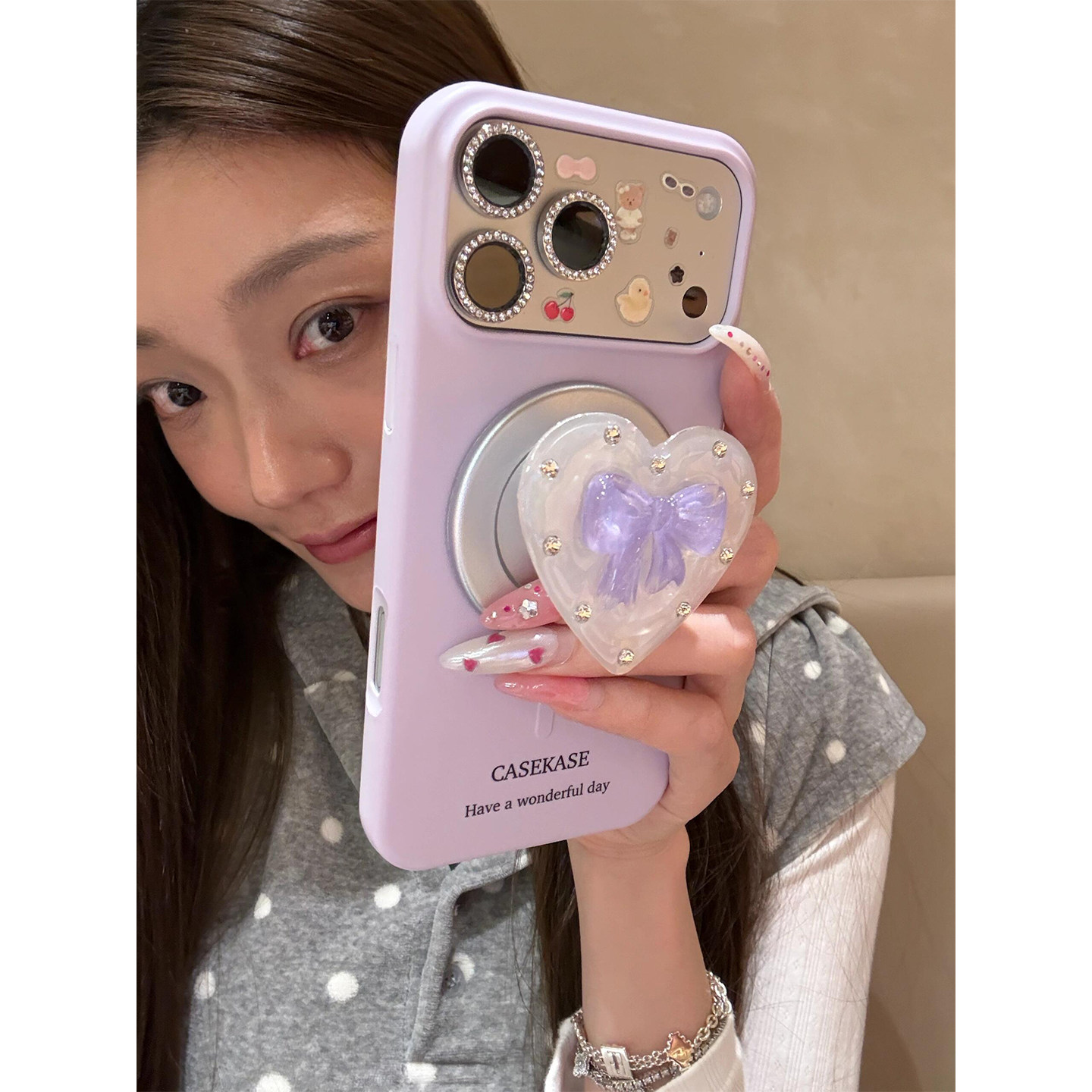 极简风紫蝴蝶结爱心磁吸支架适用苹果17promax手机壳iPhone17女新款16硬壳15pro高级感17Pro防摔16pro保护套,3C数码配件,手机保护套/壳,淘宝优惠券,粉丝福利购,淘宝优惠卷