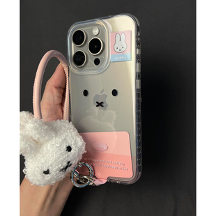 日韩ins卡通可爱米菲兔表情适用苹果17promax手机壳iPhone17女新款14带挂件手绳13网红少女15Pro防摔16保护套