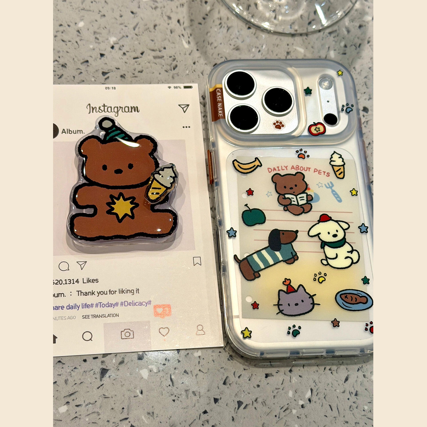 可爱腊肠狗小熊旋转支架适用苹果17promax手机壳iPhone17女新款16卡通15日韩14小众17Pro防摔16pro保护套13男