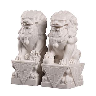 善唯房山汉白玉大理石小石狮子一对看门家用墓碑庭院前石雕小摆件