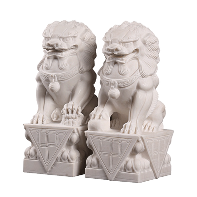 善唯房山汉白玉石狮子一对看门