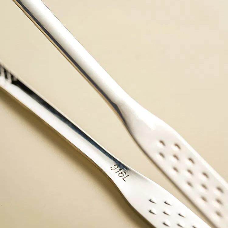 日本长316L柄不锈钢烤肉夹烧烤食品夹排HZU物夹厨房食专用煎牛小