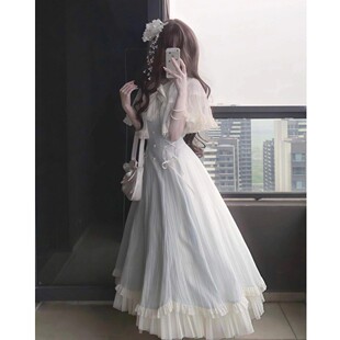 水色风铃美罗莉塔长裙设计感2026巨好看的裙子温柔法式古典洋装