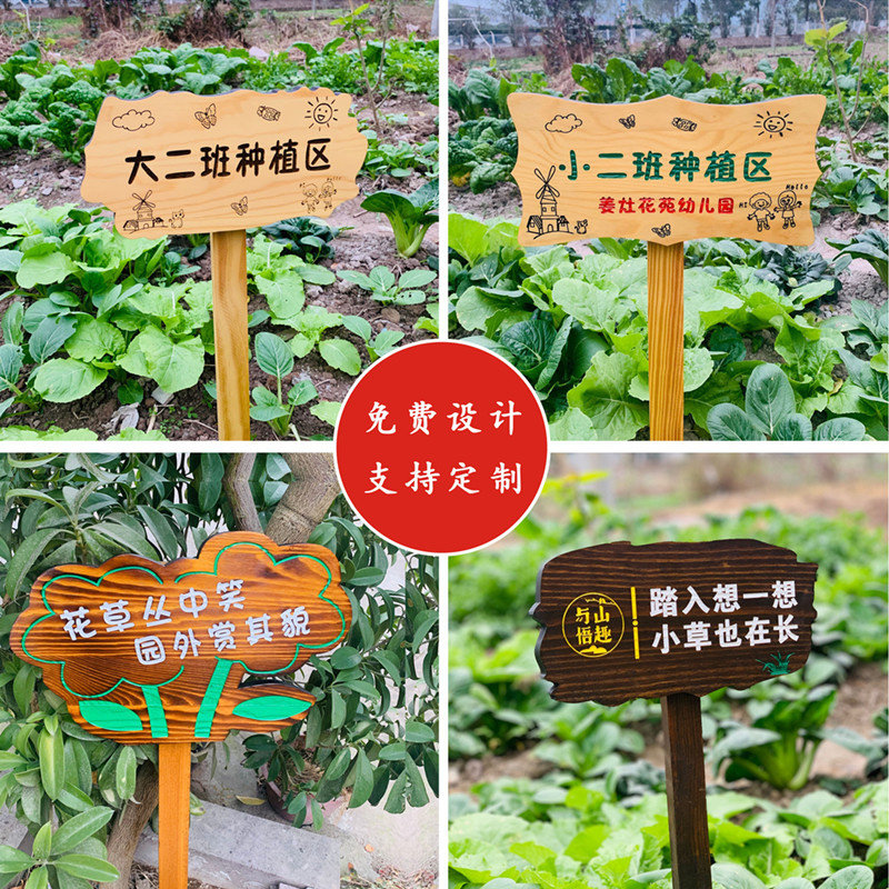 速发实木植物质签牌园园幼儿菜木标插地牌户外指示标识牌告示木牌