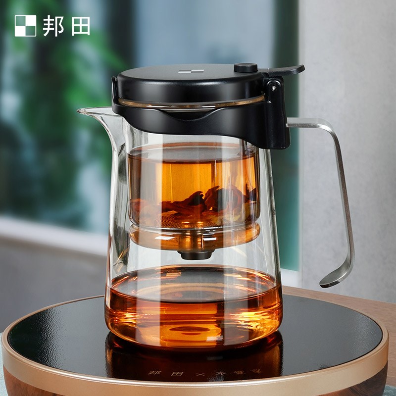 速发邦田家用全玻璃内胆飘逸杯泡容水大茶量茶壶分离一键过滤茶具