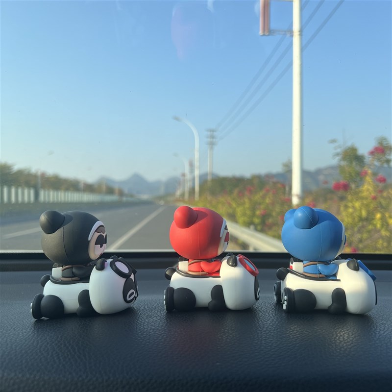 速发怀旧跑跑卡丁车宝宝熊猫Gpro汽车摆件车载装饰车内饰品 桌面