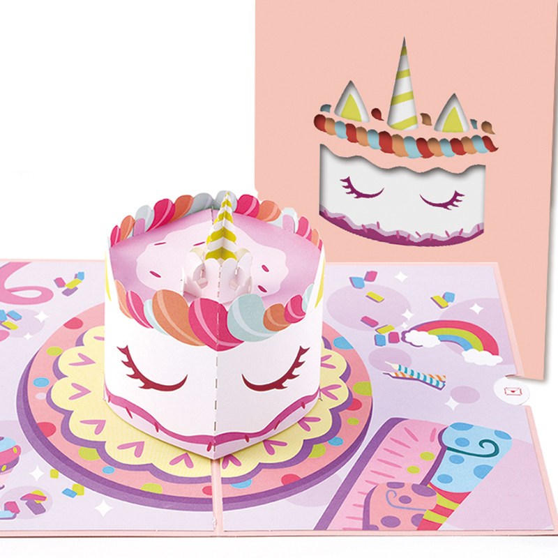 速发可爱生日礼物祝福卡片创意高档手工立体生日蛋糕贺卡