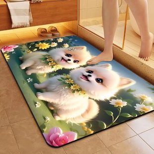 卡通硅藻泥地垫速干吸水防滑浴室卫生间厕所门口脚垫地毯可爱卫浴